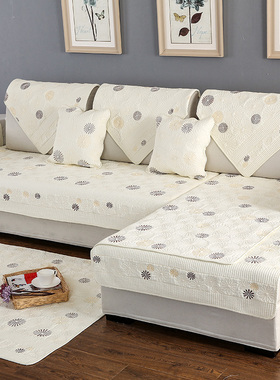 新品纯棉布艺沙发垫四季通用夏季全盖坐垫定做现代简约沙发巾沙发