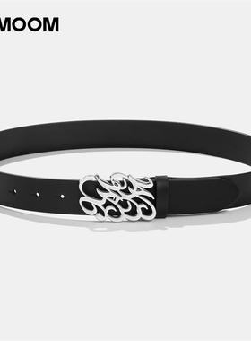 【商场同款】X--MOOM2023夏季新款品牌花体logo皮带黑色百搭腰带