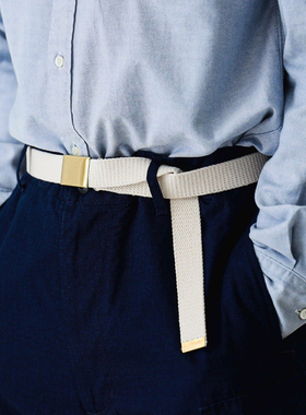 现货 日本制 BEAMS PLUS 手工黄铜重磅纯棉帆布男女同款皮带腰带