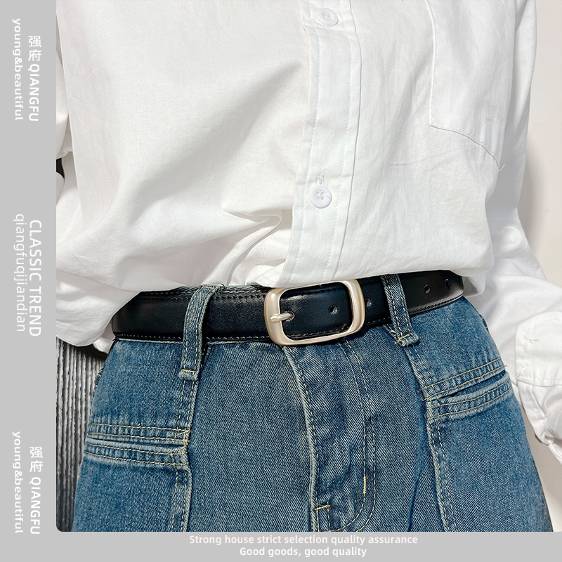 文艺复古多色可选女士皮带韩版新款小腰带简单日常款学生方扣裤带