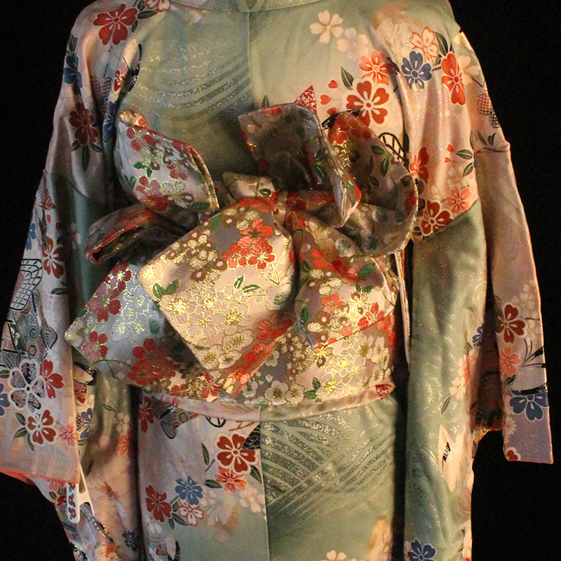 山鸟和色织锦高级定型蝴蝶结腰封 腰带 和服配件
