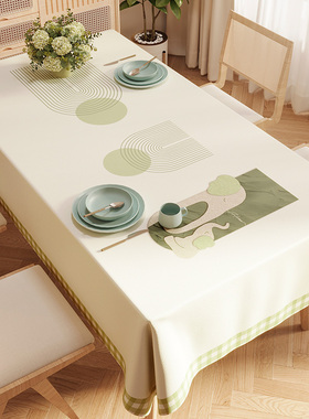 高级感仿小羊皮桌布防水防油免洗餐桌垫长方形茶几布加厚台布轻奢