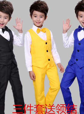 男童礼服马甲男孩套装花童小主持人韩版儿童表演西装钢琴演出服夏