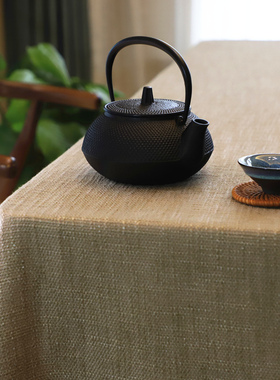 定制粗麻餐桌布茶几北欧风纯色圆台布艺日系棉麻会议桌长方形家用