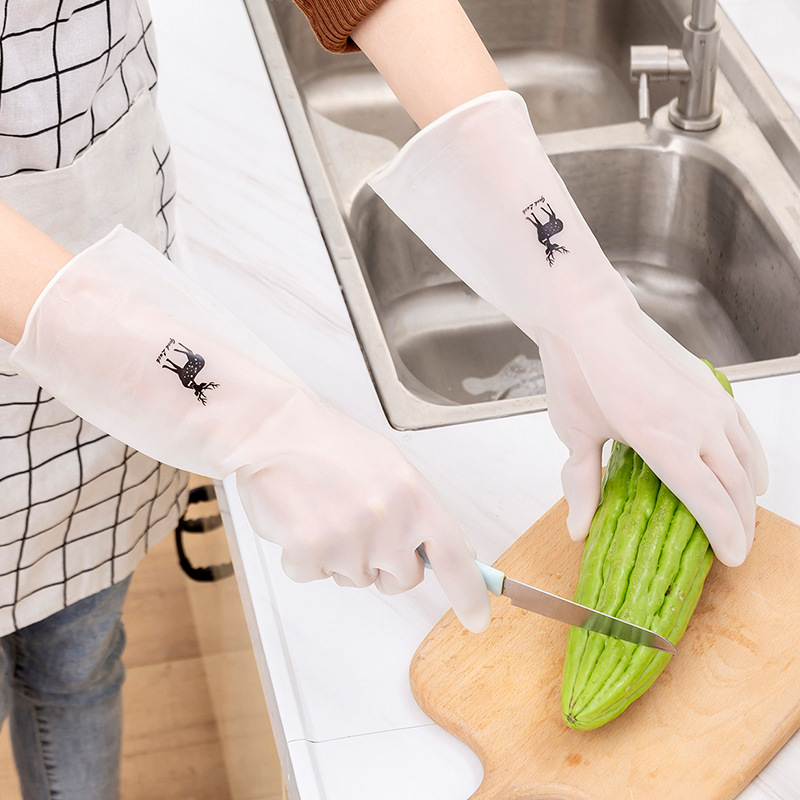 加厚居家防水家务手套厨房清洁耐用透明色胶手套洗衣洗碗手套