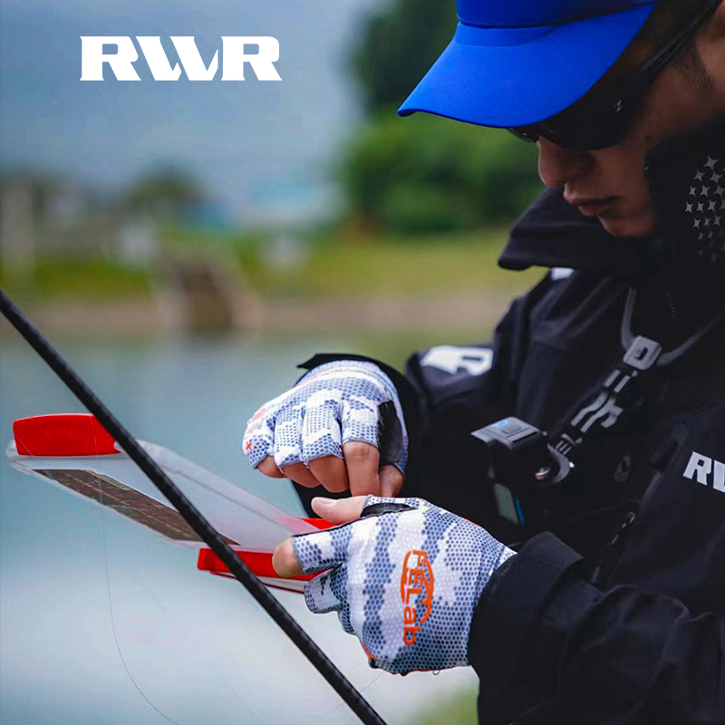 22新款RVVR冰丝手套路亚防晒钓鱼手套五指路夏季透气防护速干