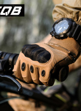 CQB户外战术手套男全指手套O记特种兵防滑作战手套防割可触屏加厚