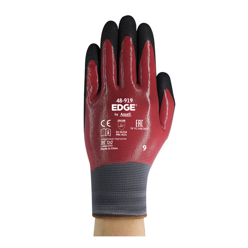 安思尔 48-919 丁腈橡胶涂层手套耐油防滑舒适透气防护手套