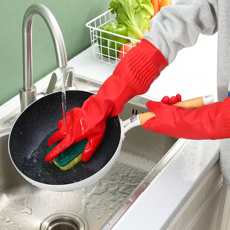 加长手套橡胶厨房家务耐用洗碗女防水洗衣服清洁胶皮加厚乳胶冬季
