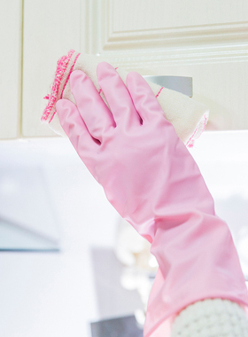 日本进口洗碗手套家用橡胶耐磨家务清洁厨房加厚耐用防水洗衣服女