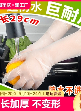 加长款PVC一次性手套餐饮食品级做饭专用晴乳胶丁腈加厚家务手套