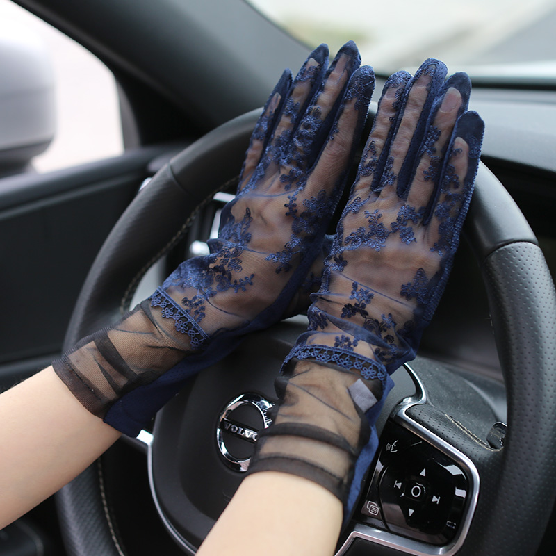 开车驾驶神器夏季女司机性感蕾丝超薄款冰丝防晒手套防紫外线手袖