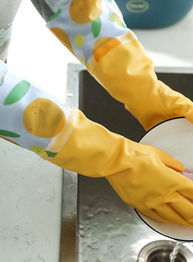 舍里洗碗手套女加绒防水橡胶冬季厨房家用洗衣服家务清洁手套加厚