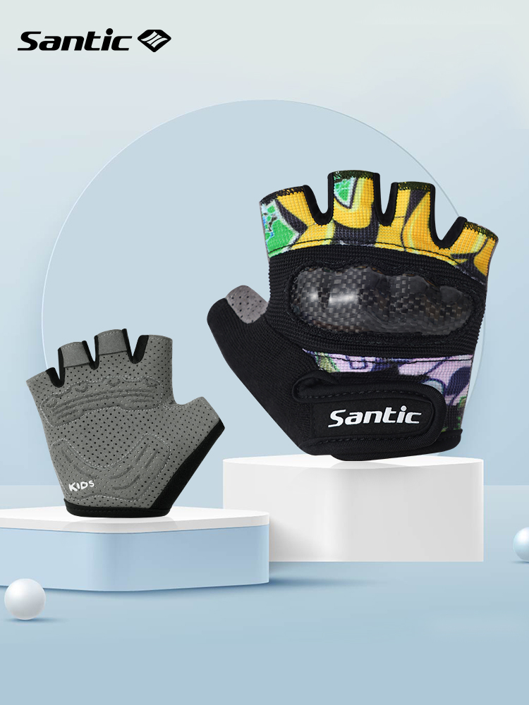 Santic森地客 新品儿童骑行手套 平衡车户外防护抗震短指运动手套