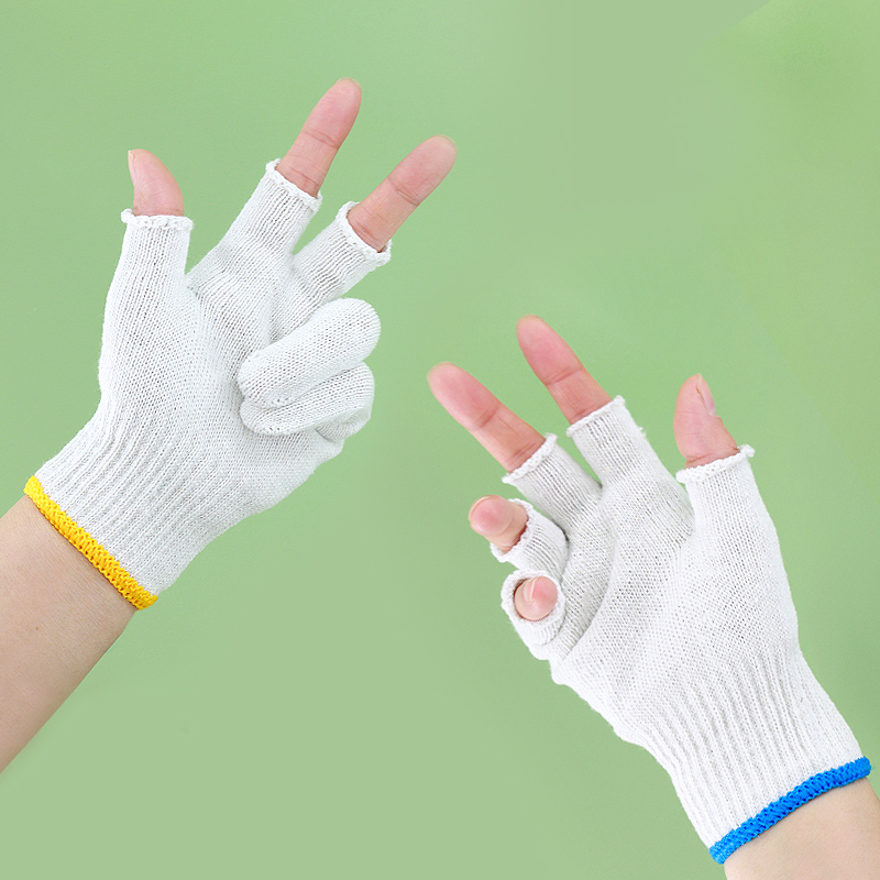 半指手套男女通用半截手套三指采摘户外作业棉线劳保触屏包装手工