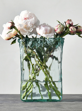 迦乐西班牙进口手工环保玻璃现代欧式简约花瓶客厅餐桌高花瓶摆件