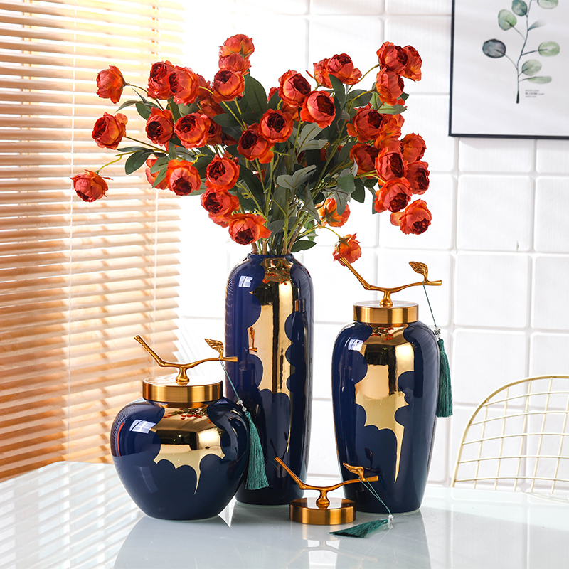现代简约景德镇陶瓷花瓶摆件样板房餐桌电视柜客厅水养插花装饰品