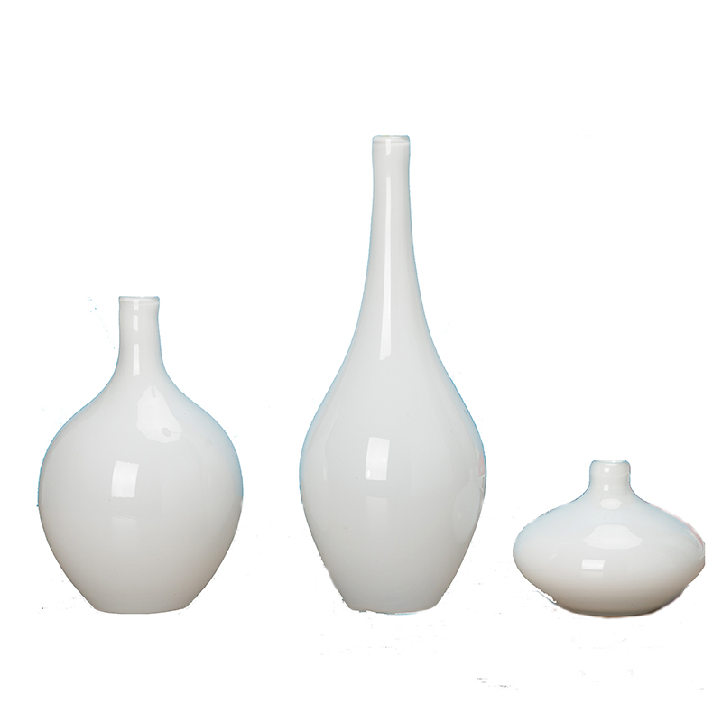 欧式高档白色玻璃艺术花瓶 家庭单支简约时尚客厅家居装饰摆件