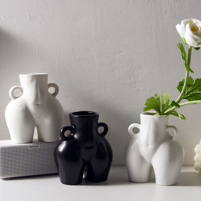 ins北欧人体造型创意陶瓷人体花瓶干花器插花艺术家居 亚马逊热销