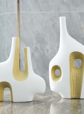 工艺品创意摆件陶瓷花瓶两件套北欧装饰新中式家具摆件