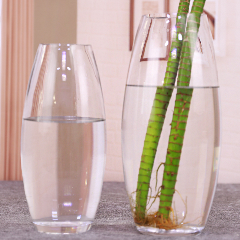 透明玻璃花瓶现代创意造型斜口干花插花花器客厅富贵竹装饰摆件