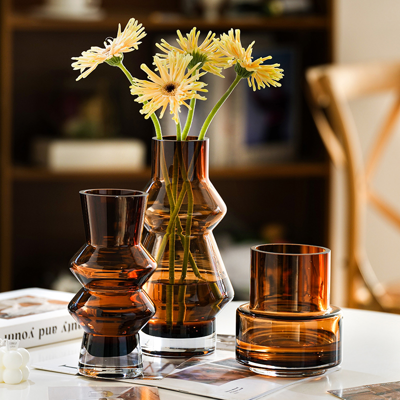 轻奢花瓶摆件客厅ins风玻璃水养插花鲜花家用餐桌装饰高级感花器
