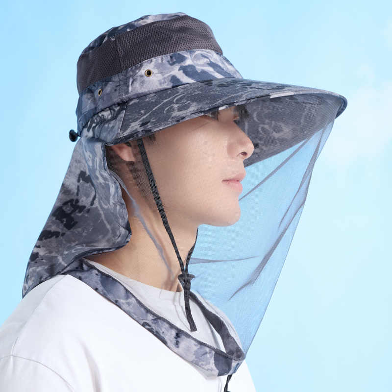 防蚊虫夏季男士防晒钓鱼帽子养蜂面罩遮全脸网纱太阳帽夜间户外女