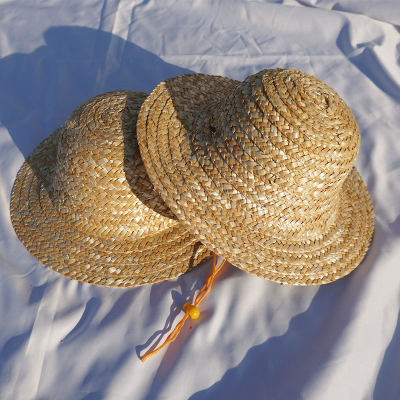 农民工儿童草帽夏季户外遮阳防晒麦秆草帽子男女童沙滩帽学生帽子