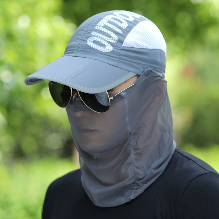 钓鱼帽子垂钓专用夏天防晒面罩男士户外太阳遮阳帽折叠帽防紫外线