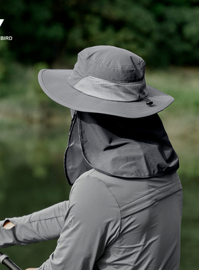 战术鸟(全遮脸)钓鱼防晒帽子男士户外夏季遮阳帽防紫外线渔夫帽男