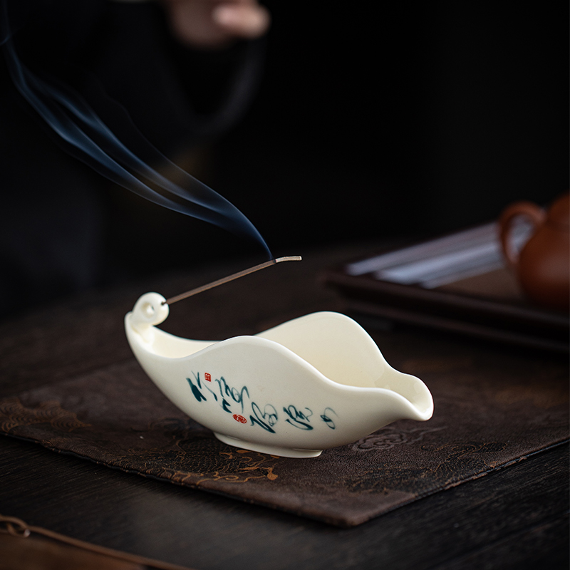一帆风顺创意陶瓷线香炉家用室内香插香座禅意茶室茶桌香薰炉摆件