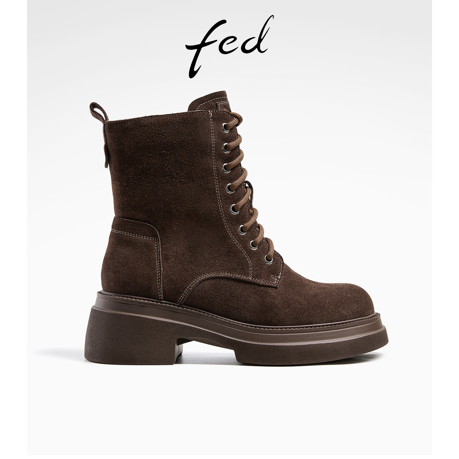 fed复古马丁靴冬季新款靴子厚底短靴粗跟机车靴女款R1004-ZFA908