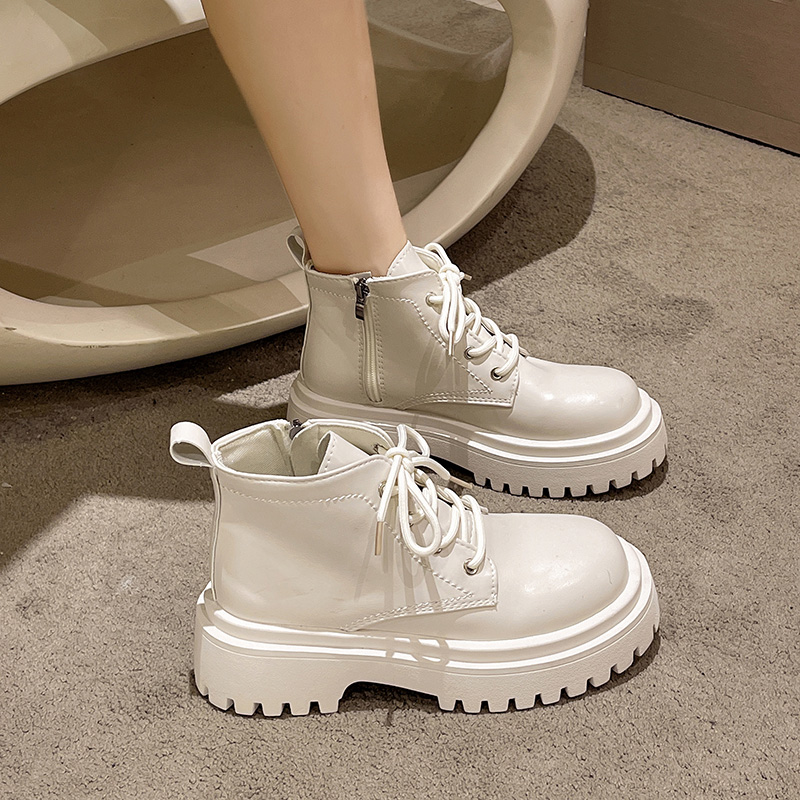 小个子系带马丁靴女秋季2023新款厚底增高短靴欧货爆款显瘦女靴子