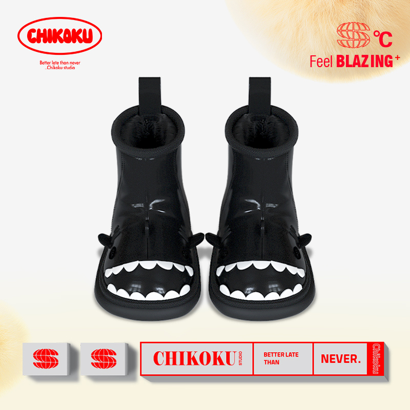 chikoku经典鲨鱼靴子女2023新款秋冬迷你时尚短靴防滑保暖雪地靴