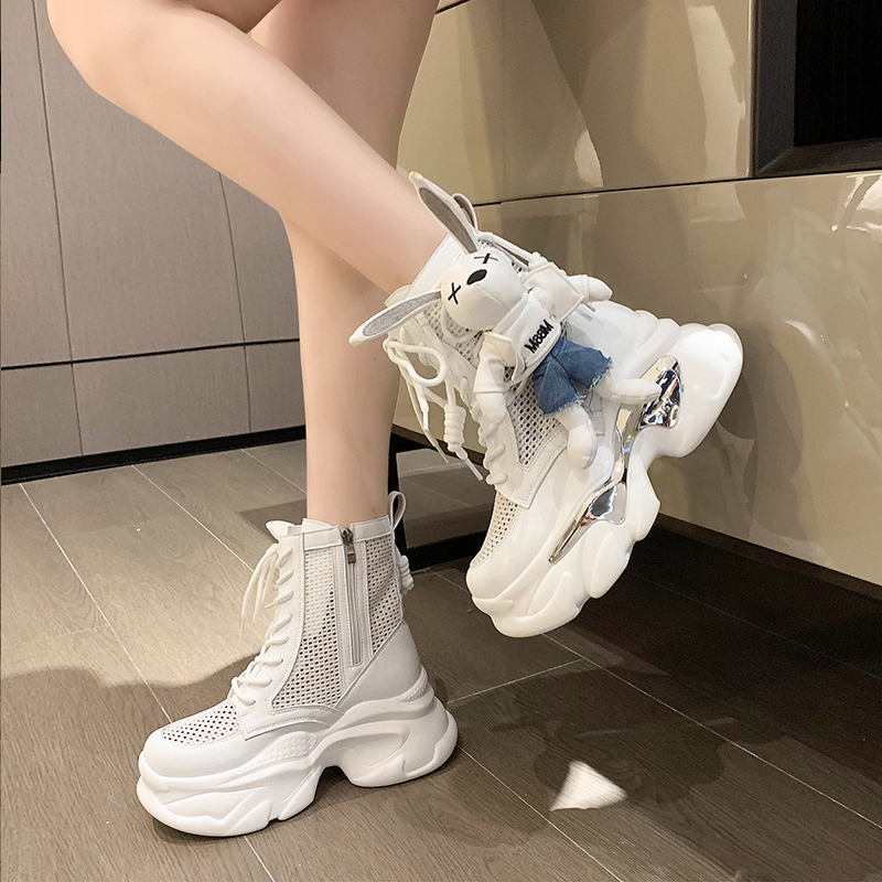 欧洲站厚底马丁靴女夏季薄款2024新款镂空凉靴透气网眼增高短靴子