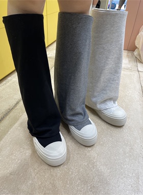 韩国东大门正品代购24春季新款小众设计感圆头厚底休闲裤管靴子女