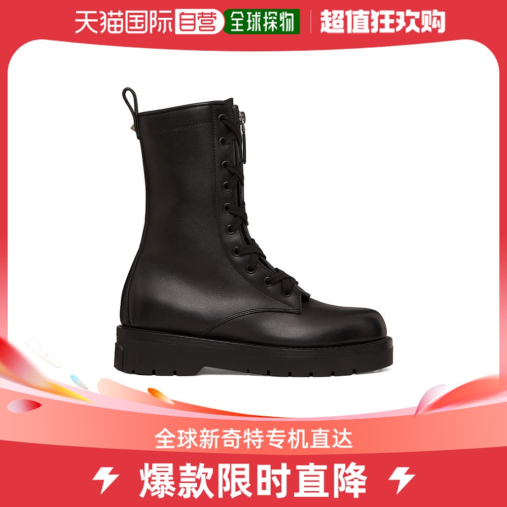 【99新未使用】香港直邮Valentino 黑色XCOMBAT 拉链靴子 XW0S0EE