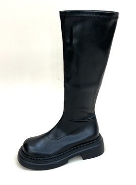 不过膝长筒靴女2023秋季新款小个子黑色厚底高筒骑士靴子显瘦长靴