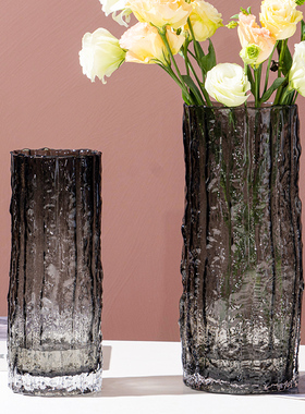 ins北欧轻奢玻璃花瓶透明水养鲜花富贵竹百合客厅餐桌插花瓶摆件