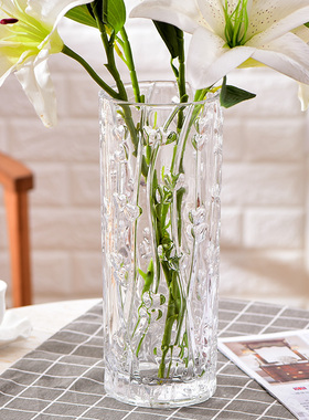客厅大号富贵竹花瓶摆件透明插花干花欧式简约玻璃家居创意摆设