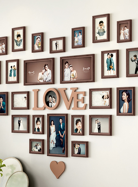 心形照片墙装饰创意个性爱心相框墙挂墙婚房结婚婚纱照洗照片组合