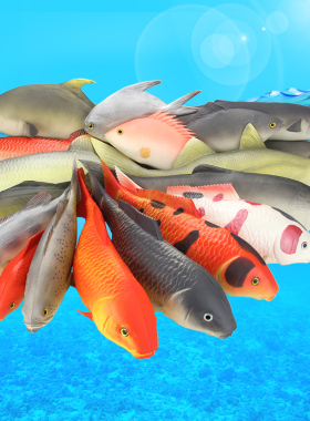 仿真鱼模型热带鱼假红灰鲤鱼鲫鱼扁鱼玩具金枪鱼海洋动物装饰道具