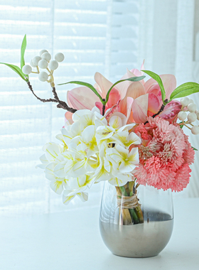 仿生花塑料装饰花卉餐桌摆花摆件仿真花假花室内牡丹花艺摆设客厅