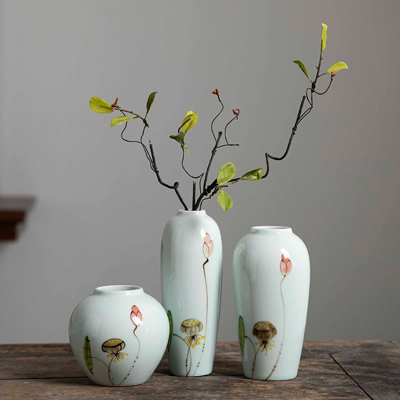 景德镇水培陶瓷小花瓶组合家用客厅玄关创意插花干花花艺家居饰品