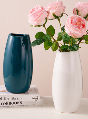 北欧风网红水养鲜花花瓶干花摆件创意高级感陶瓷花器样板间装饰品