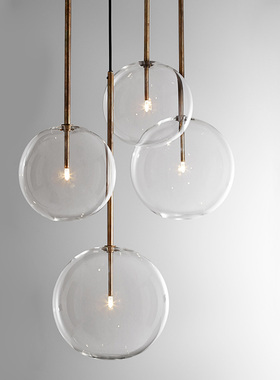 泡泡圆球小吊灯简约北欧现代餐厅轻奢黄铜吧台橱窗透明玻璃球灯具
