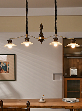 美式复古餐厅吊灯法式中古南洋风全铜餐桌高级感吧台饭岛台厅灯具