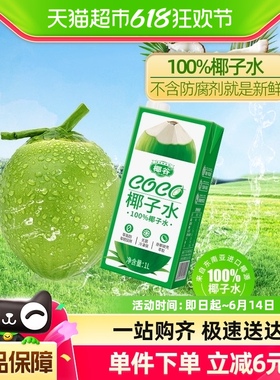椰谷椰子水1L*1盒100%纯椰子汁富含电解质饮品0脂0防腐健康椰青水
