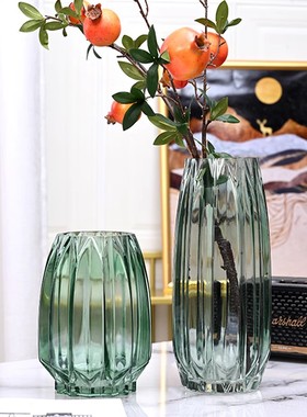 花瓶摆件客厅插花玻璃高级感透明水养网红鲜花玫瑰餐桌北欧百合高