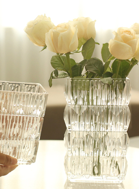 北欧花瓶玻璃透明插花摆件客厅ins风网红轻奢水养玫瑰鲜花高级感